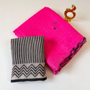 Soft Linen Cotton Saree with Digital prints