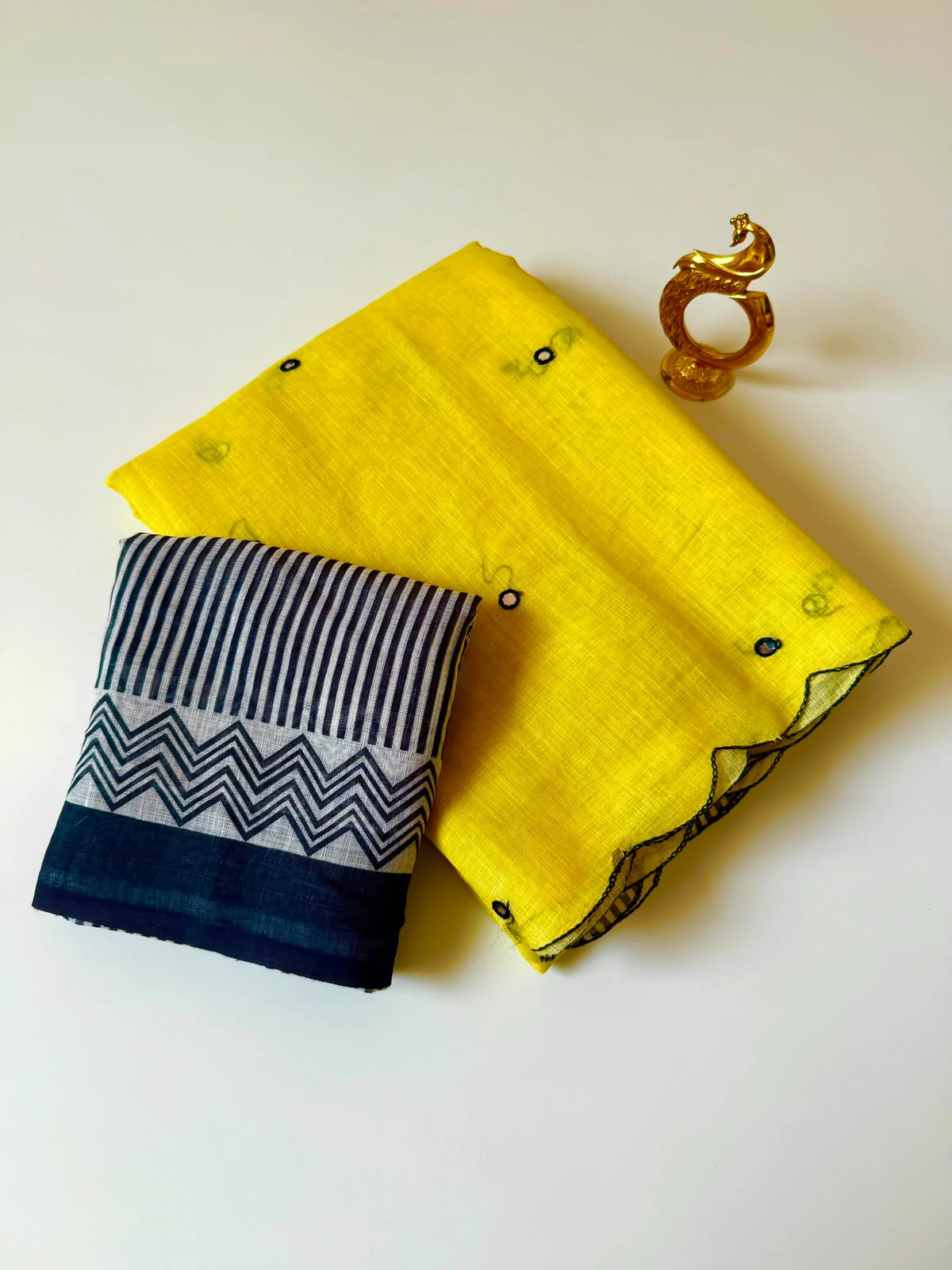 Soft Linen Cotton Saree with Digital prints - Yellow
