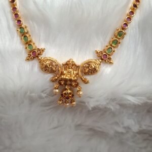Multicolor stone necklace with lakshmi