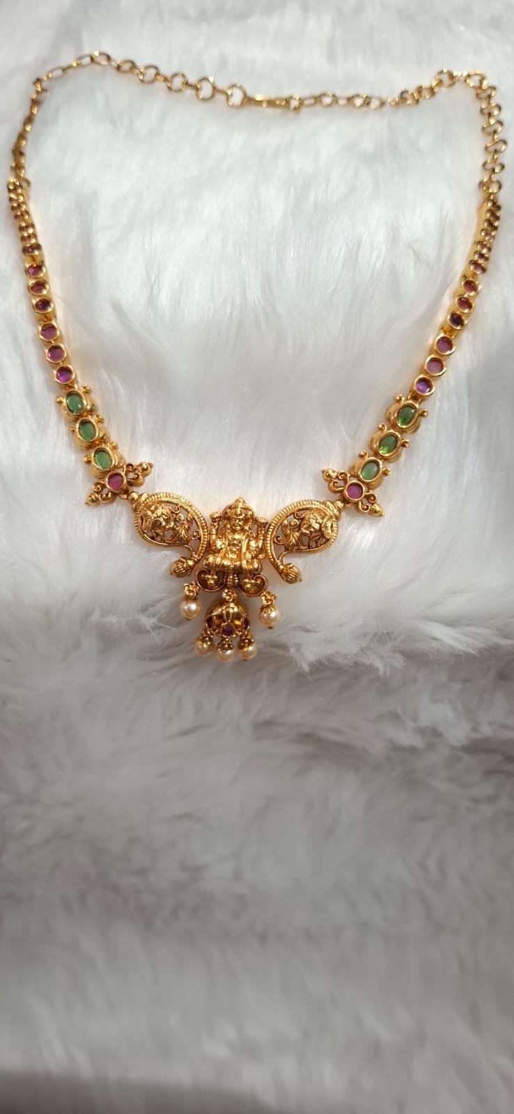 Multicolor stone necklace with lakshmi